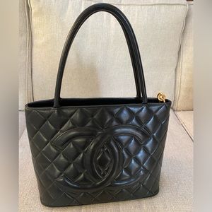 Chanel Black Quilted Lambskin Medallion Tote
